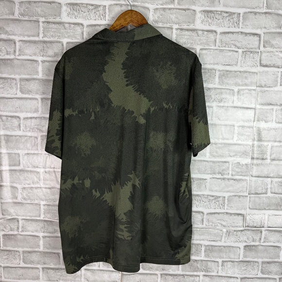 ADIDAS Forest Green Camo AOP Performance Stretch Golf Polo Mens XL - Picture 5 of 9
